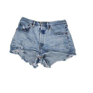 Levis Womens 501 Cutoff Shorts 30 Light Wash High Rise Button Fly Boho Distress